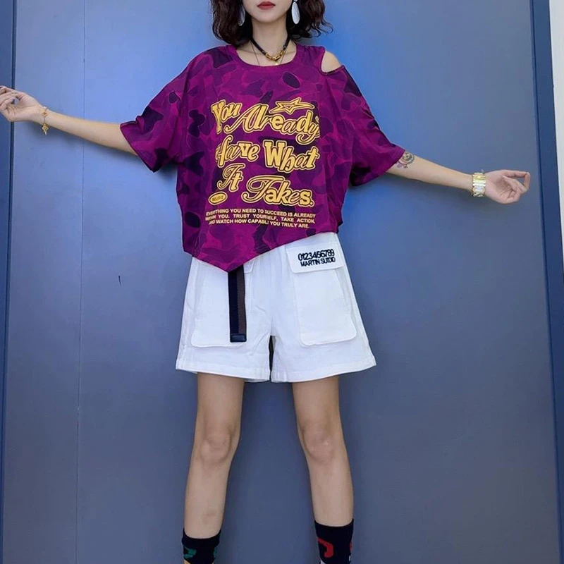 夏季顺款透气休闲迷彩减龄韩版上衣+百搭街头直筒潮流显瘦短裤潮