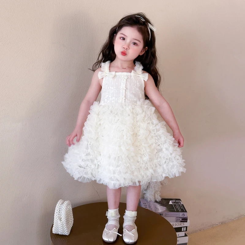 女童夏装吊带连衣裙2025新款儿童公主裙洋气蛋糕裙宝宝夏季礼服裙