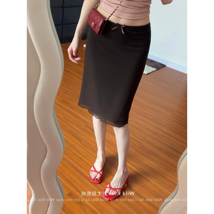 美式复古辣妹网纱半身裙女夏季新款高腰显瘦短裙包臀裙