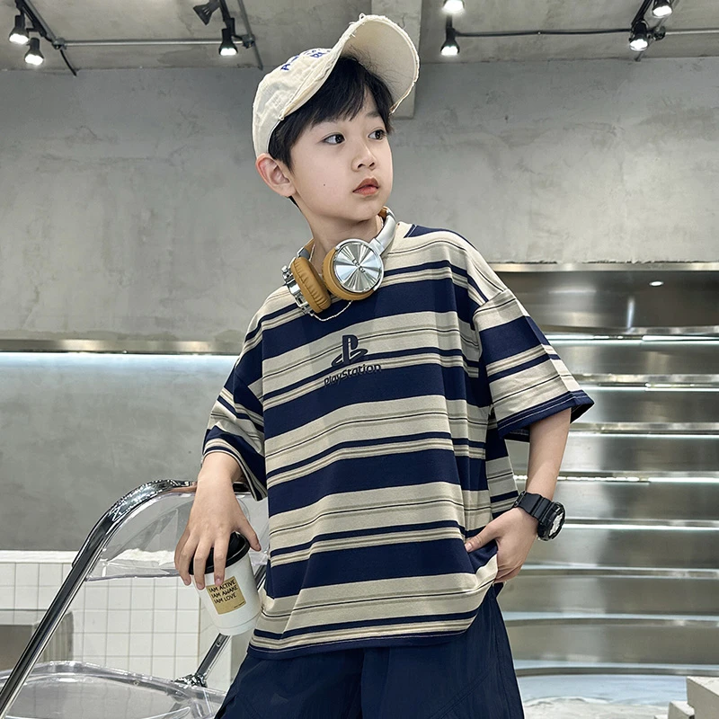 男童夏装短袖T恤2025新款儿童夏季半袖痞帅风大男孩夏款潮牌上衣t