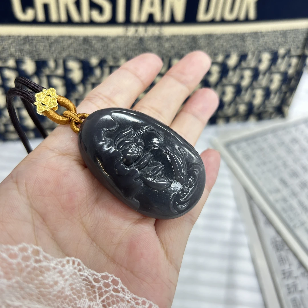 【凰一品】青海帝王紫河鲤吊坠18k金