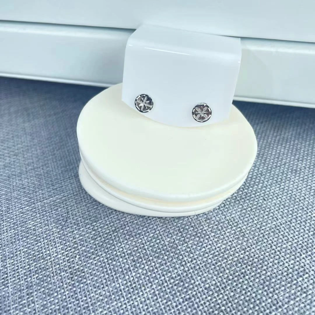 PT950铂金耳饰 炫彩圆形八芒星直针耳钉  气质百搭 S 42023