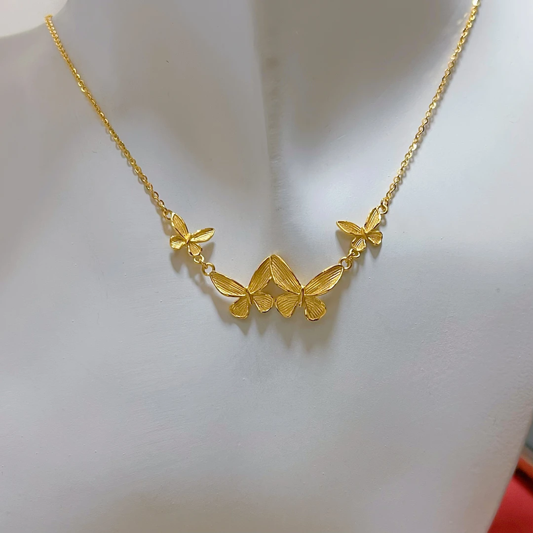 足金999蝴蝶套链时尚婚嫁精致甜美蝴蝶翩飞