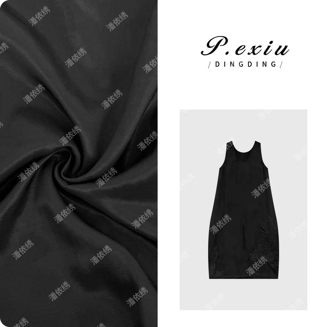 PanYiXiu/潘依绣【锦绣繁花】人丝亚麻盘带绣艺术花苞连衣裙W-62731