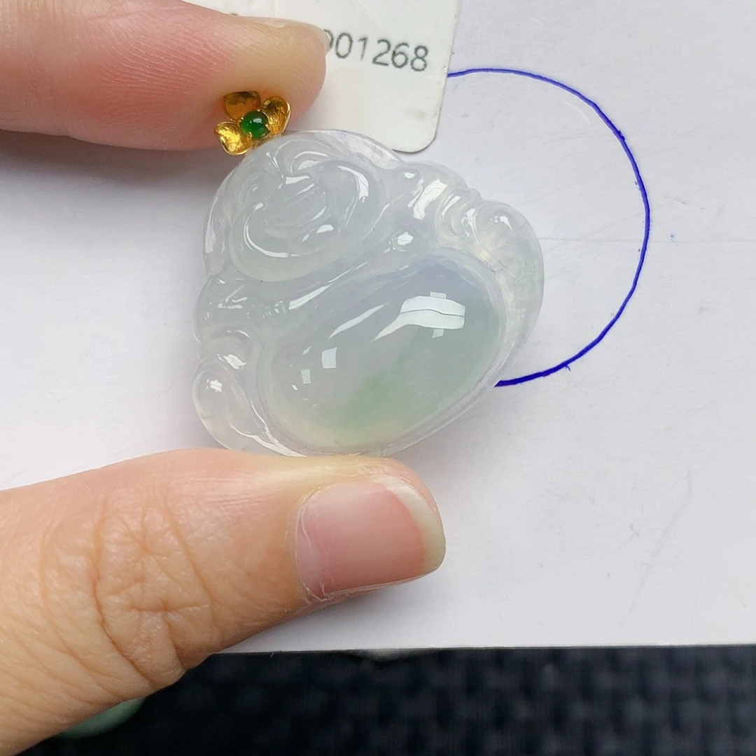 颈饰18K金镶嵌翡翠佛公