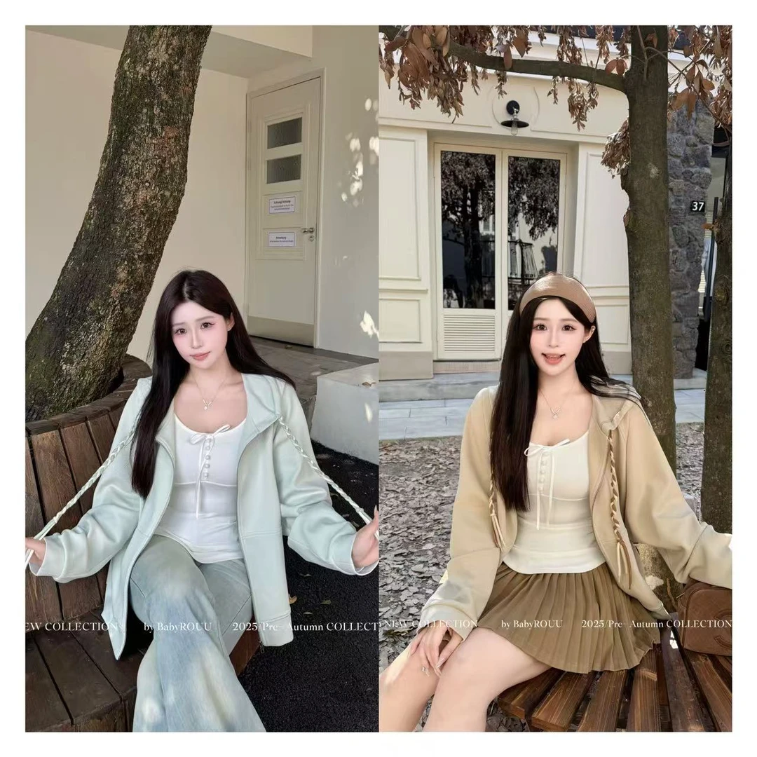 【人生Hoodies】温与柔纯色百搭连帽卫衣外套秋季显瘦开衫休闲韩版