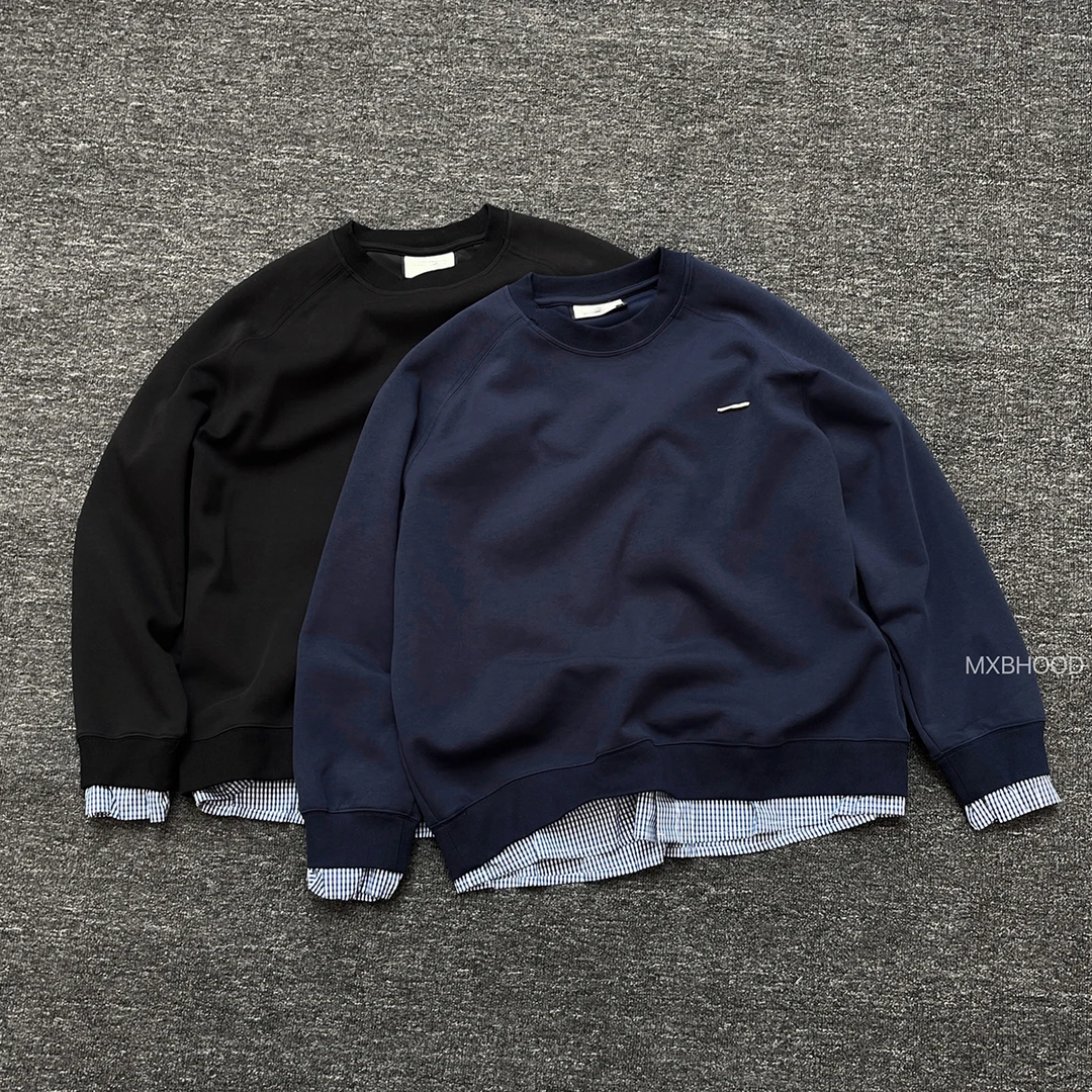 【阿信】25春季假两件卫衣miu系风柔软长袖宽松休闲百搭套头情侣款