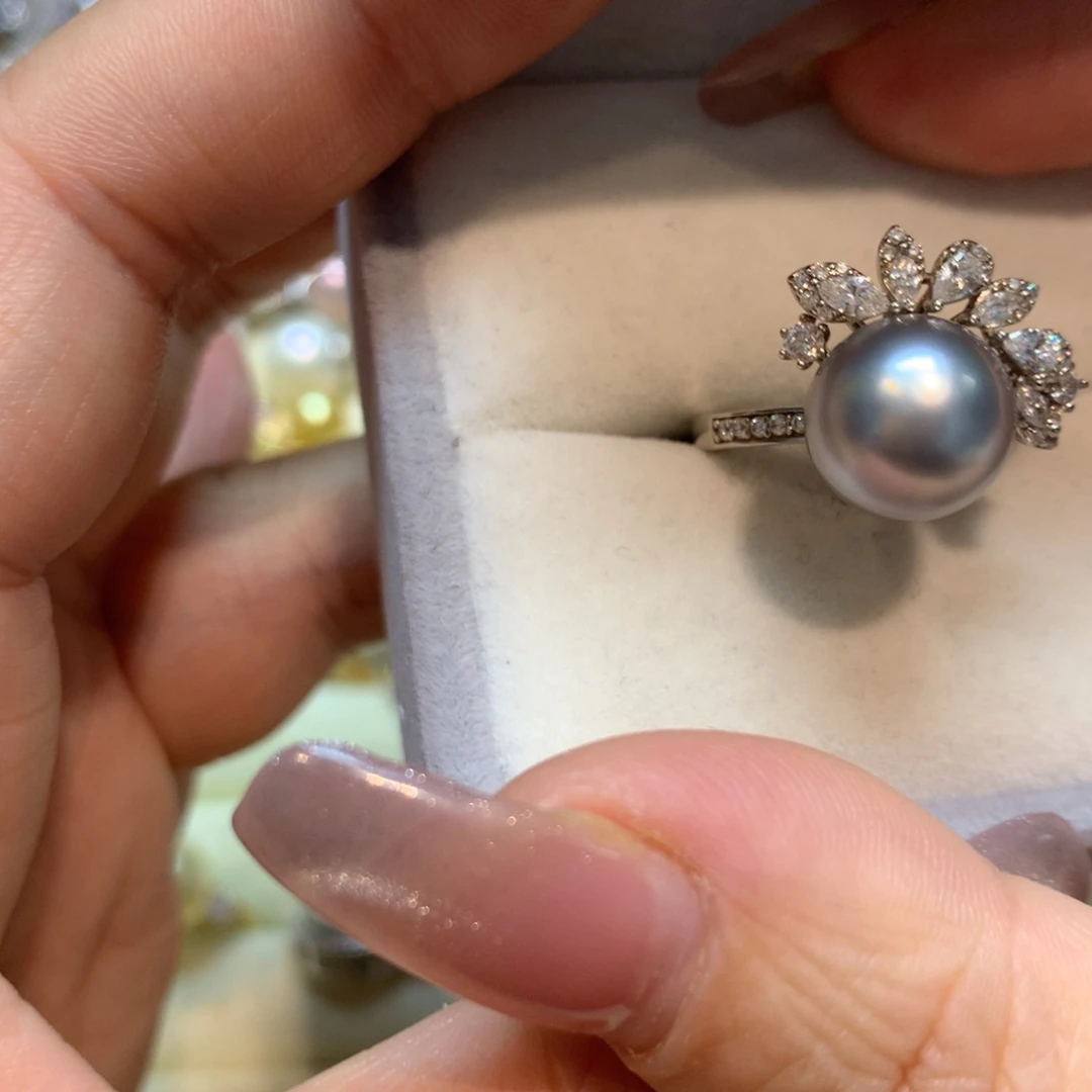 海水珍珠戒指银S925镶嵌