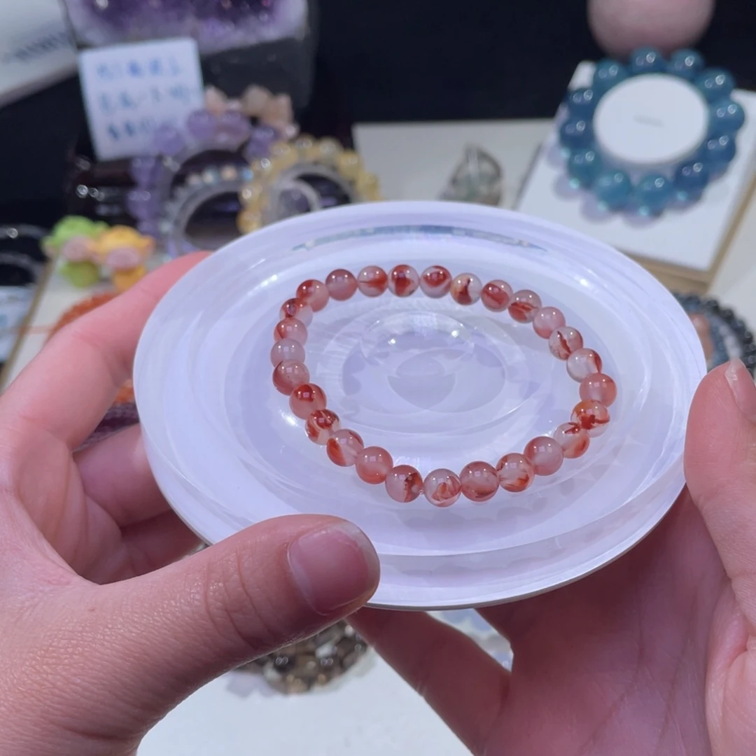 未镶嵌手链水晶锦鲤冰飘南红6mm