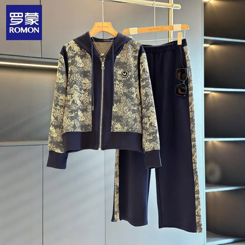 罗蒙休闲运动套装女妈妈装2025秋装新款卫衣气质百搭中老年两件套