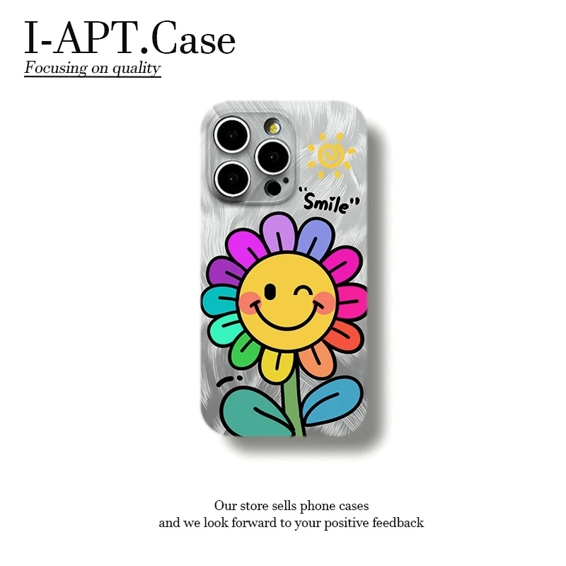 羽纱七彩太阳花朵菲林软壳适用iPhone苹果16手机壳华为oppo小米vi