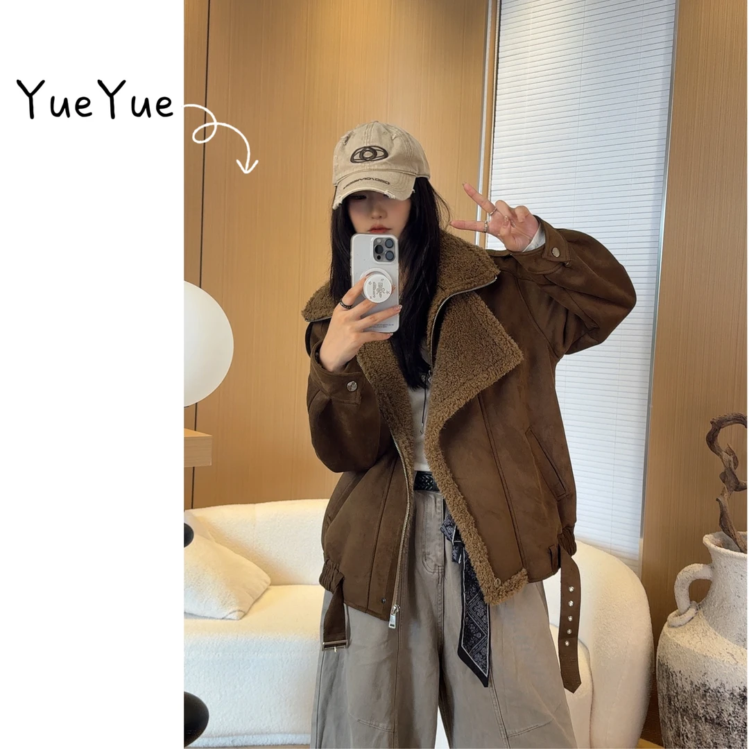 【YUEYUE轻奢服饰】杨树林同款2025新款羊筋绒冬季外套百搭时尚