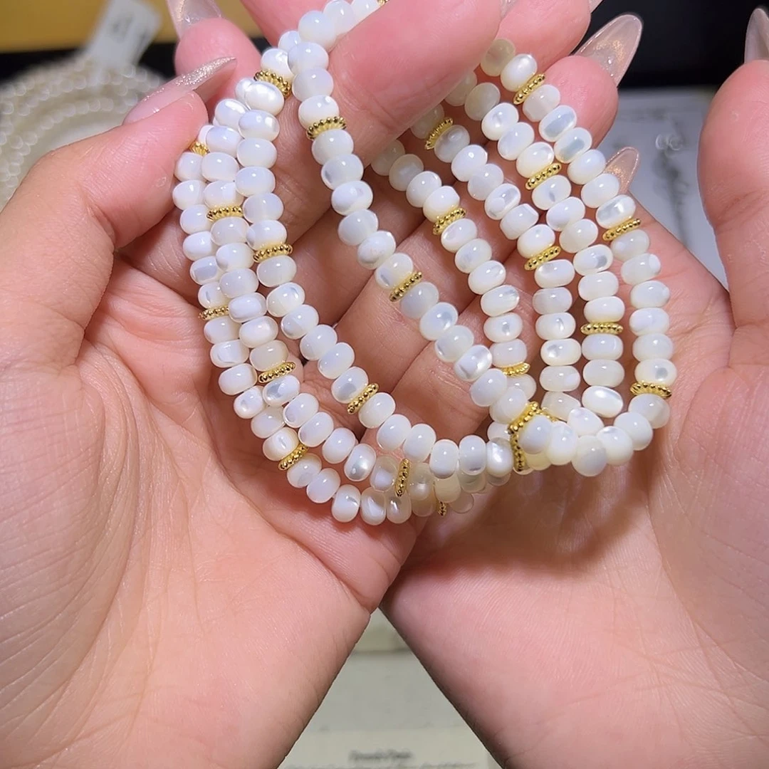 水晶手链未镶嵌珍珠贝母算盘珠6m 48小时鉴赏