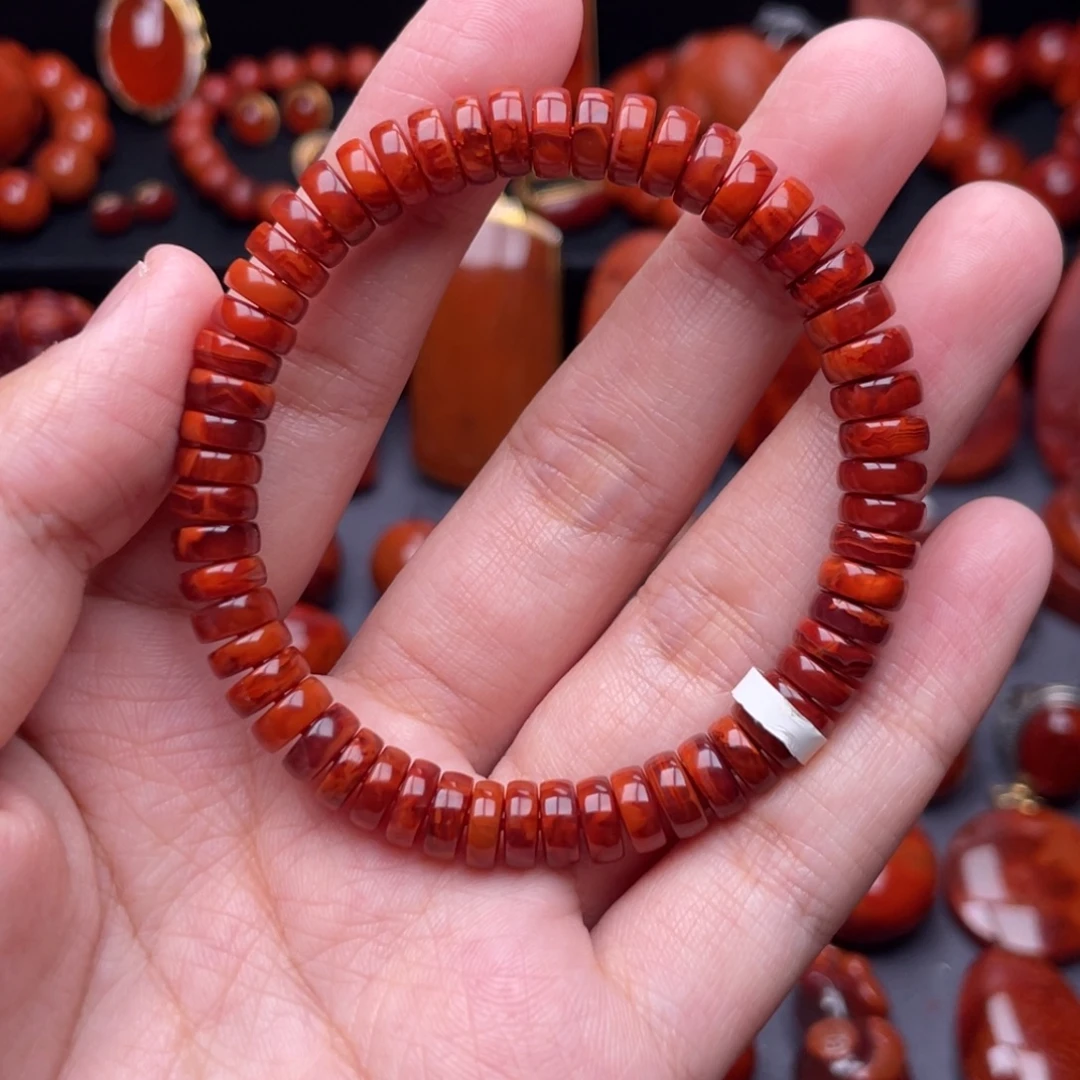 南红玛瑙未镶嵌珠宝奇石单圈7.5mm