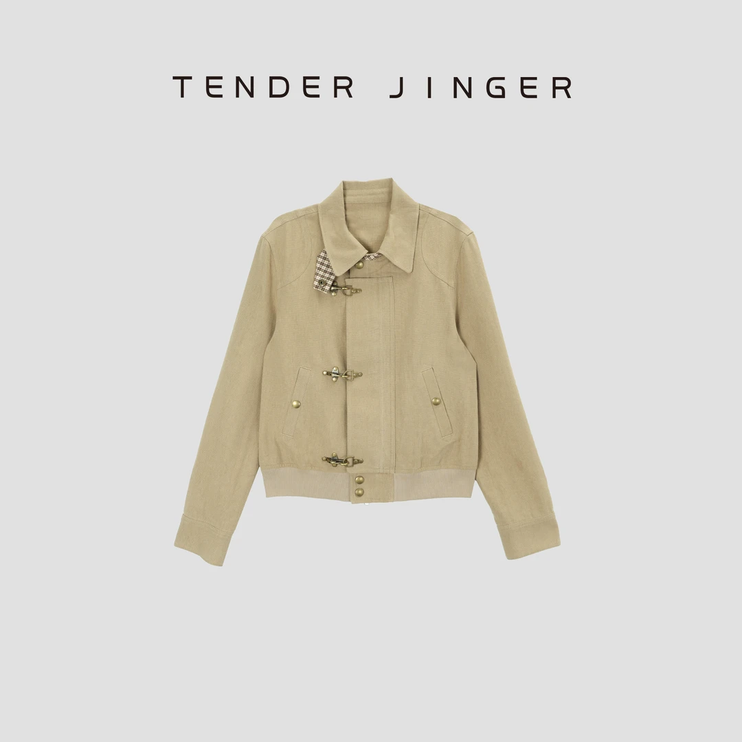 Tender Jinger｜线下专供 复古飞机扣开合方领短夹克T53YUY41051