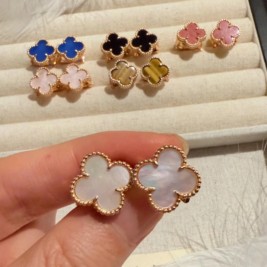 铜合金贝壳耳饰 轻奢风百搭日韩女千金风耳钉轻奢简约彩色