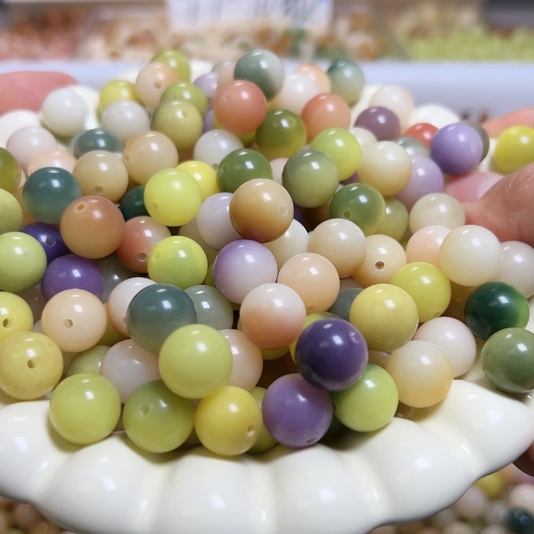 菩提根/象牙果吊坠200颗卡12的圆珠糖果色系