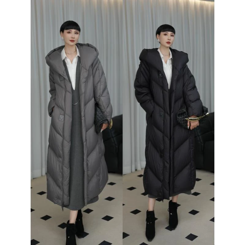 舒芙蕾-433克云朵鹅绒服时尚气质宽松版长款外套H44YG0092