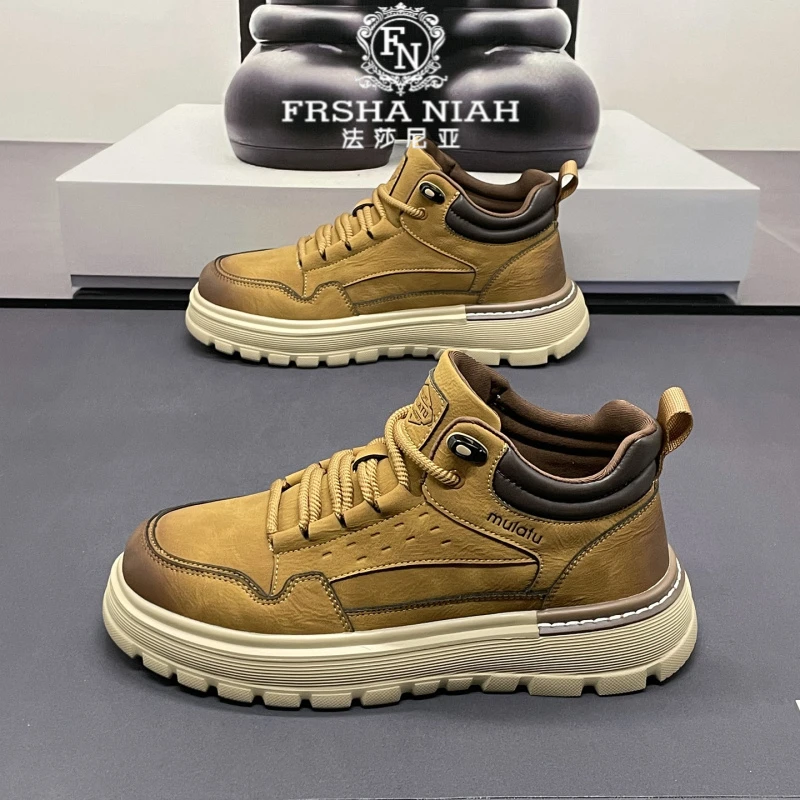 法莎尼亚复古风工装马丁靴男士秋冬款厚底轻便时尚休闲鞋潮流男靴