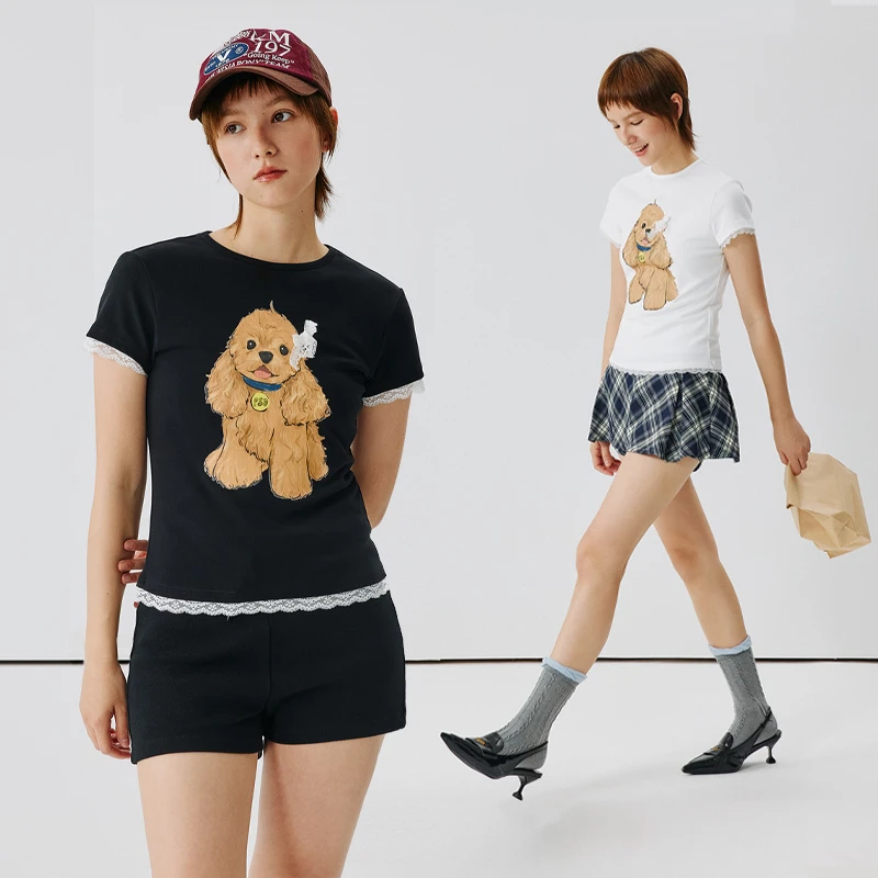 PSO Brand 男女款260克弹力可爱可卡短袖t恤夏季辣妹修身XXP247