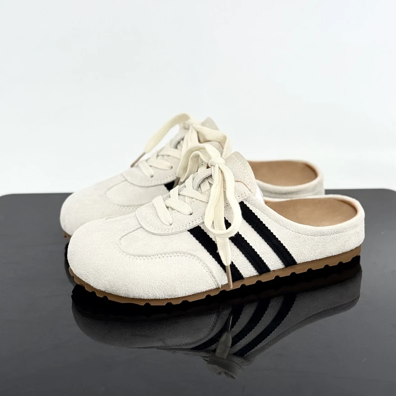 韩系氛围感~百搭复古一脚蹬厚底半拖德训鞋Q822