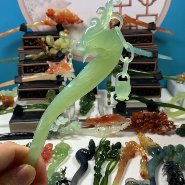 蛇纹石玉未镶嵌发簪