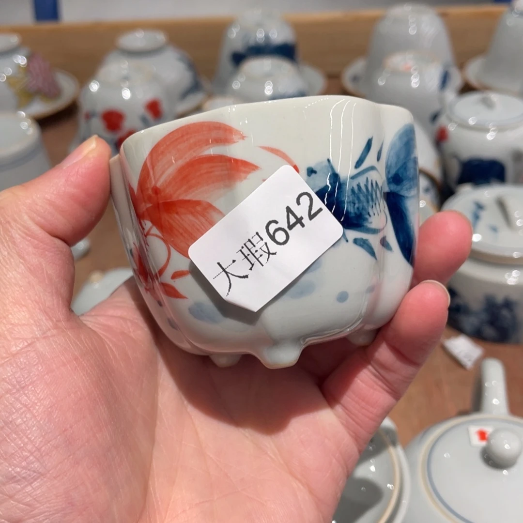 釉下手绘茶具微瑕