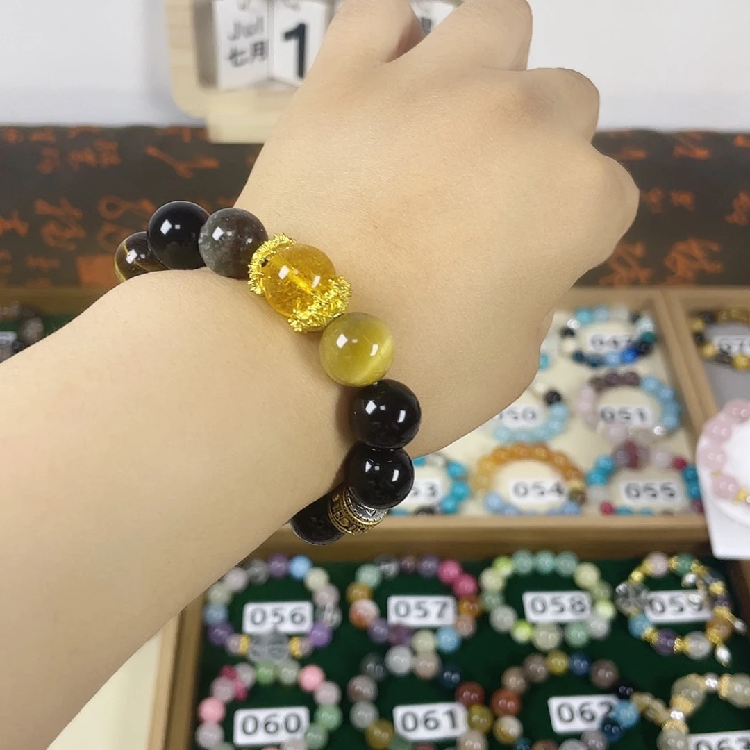 烟晶手链银S925镶嵌
