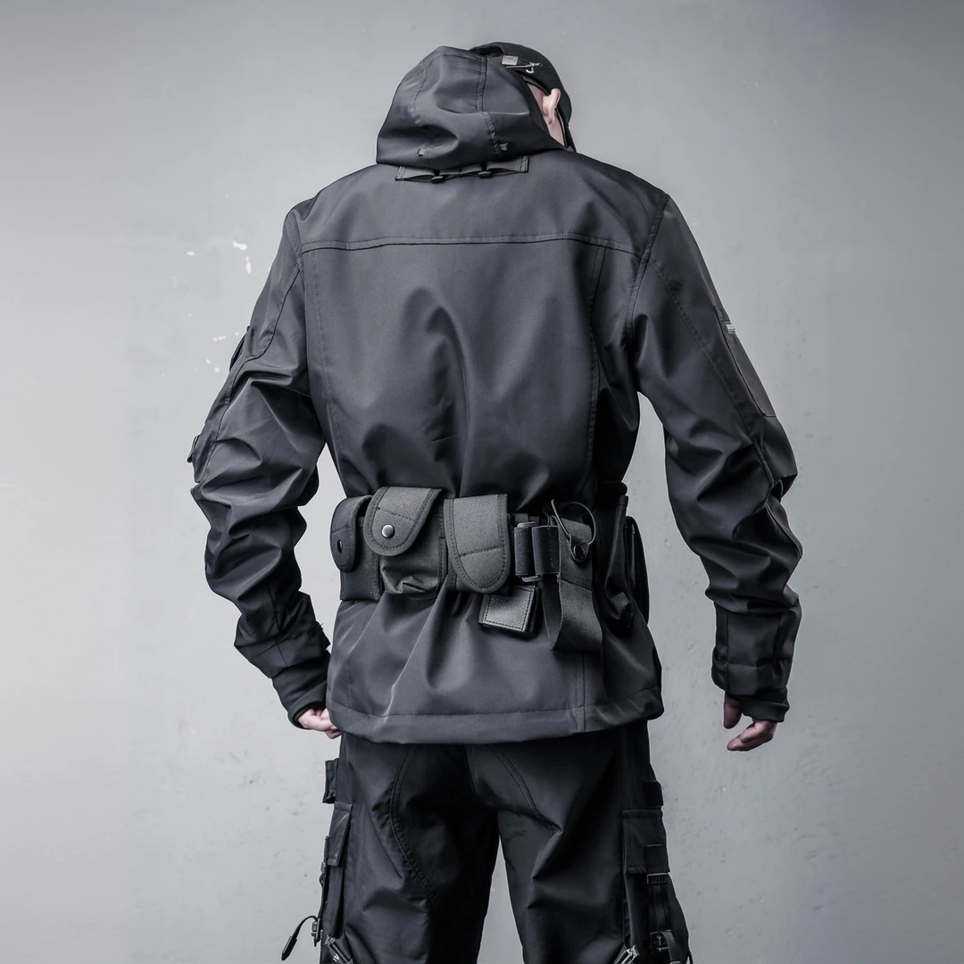 小众重工机能风连帽外套男暗黑系冲锋衣户外工装休闲夹克上衣潮牌