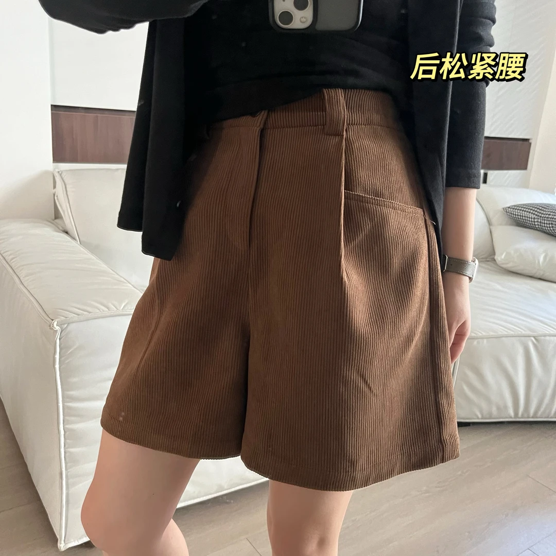 GTNER“K姐定制”秋款女百搭时尚灯芯绒松紧腰四分短裤休闲裤D1429