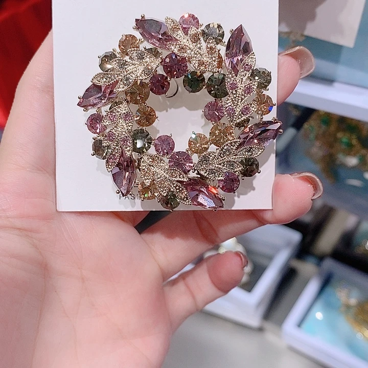 锆石铜合金紫荆花大号胸针