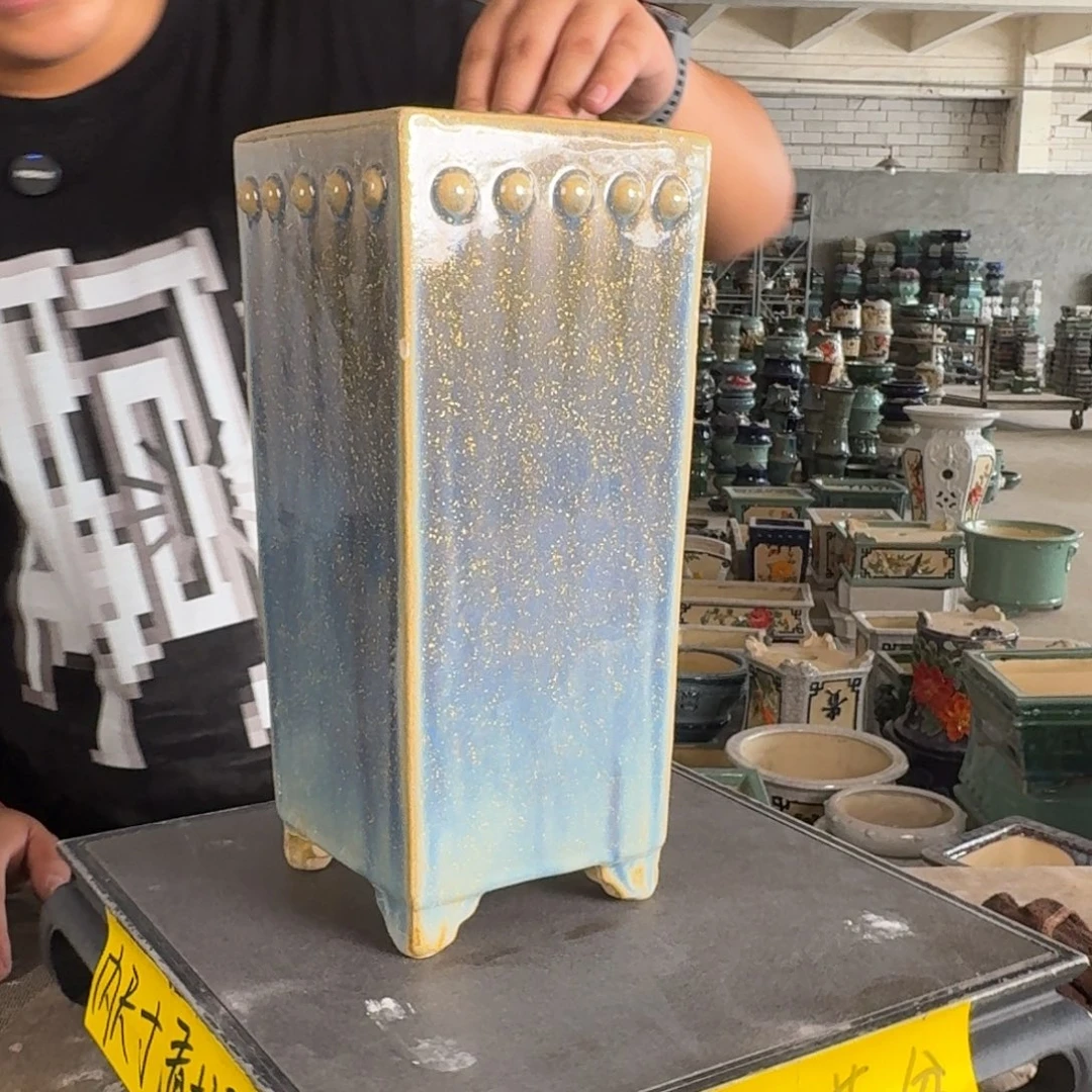 。一风堂石湾花盆 磕碰 小开片 内11*27