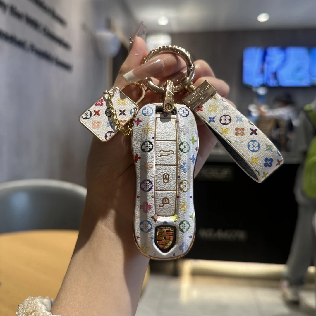 【保时捷】通用小香风保时捷tpu女款钥匙套印花商务卡宴911帕拉梅拉