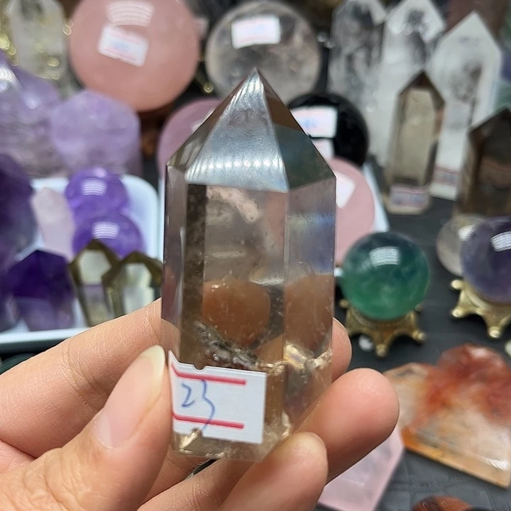 未镶嵌水晶珠宝半成品84克茶水晶柱