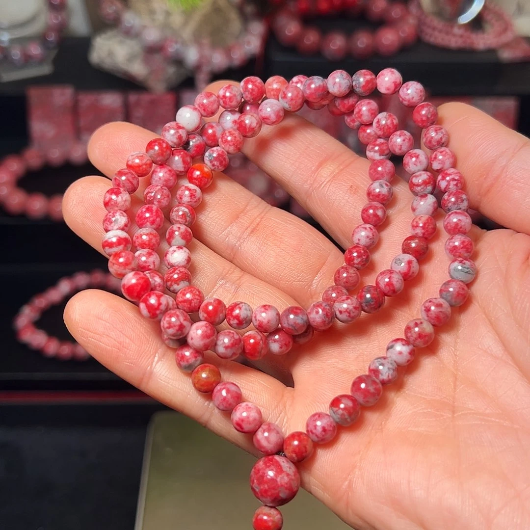 师***者天然辰砂原石108颗