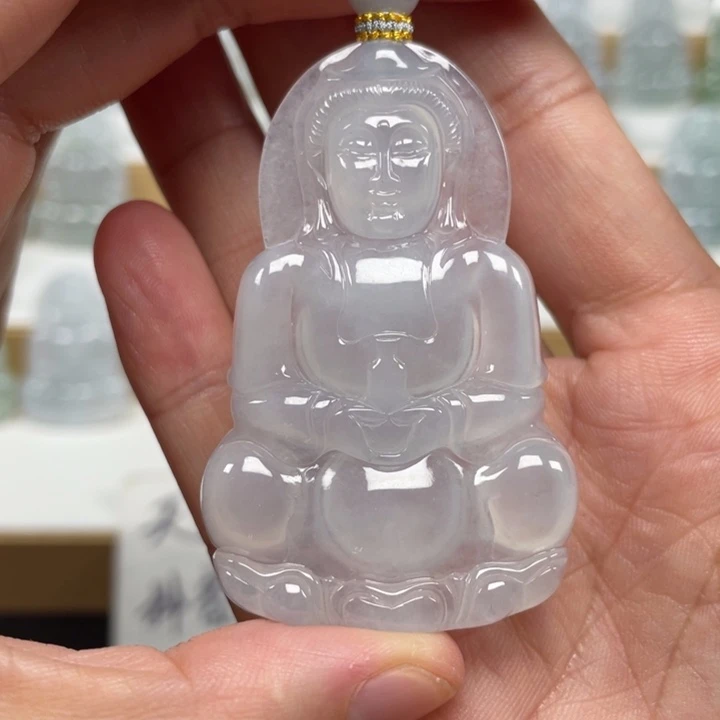 颈饰未镶嵌翡翠天然缅甸翡翠A货观音15号