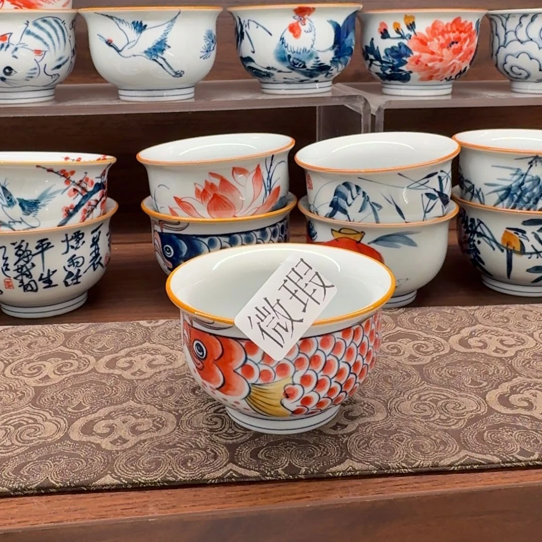 釉下手绘茶具微瑕