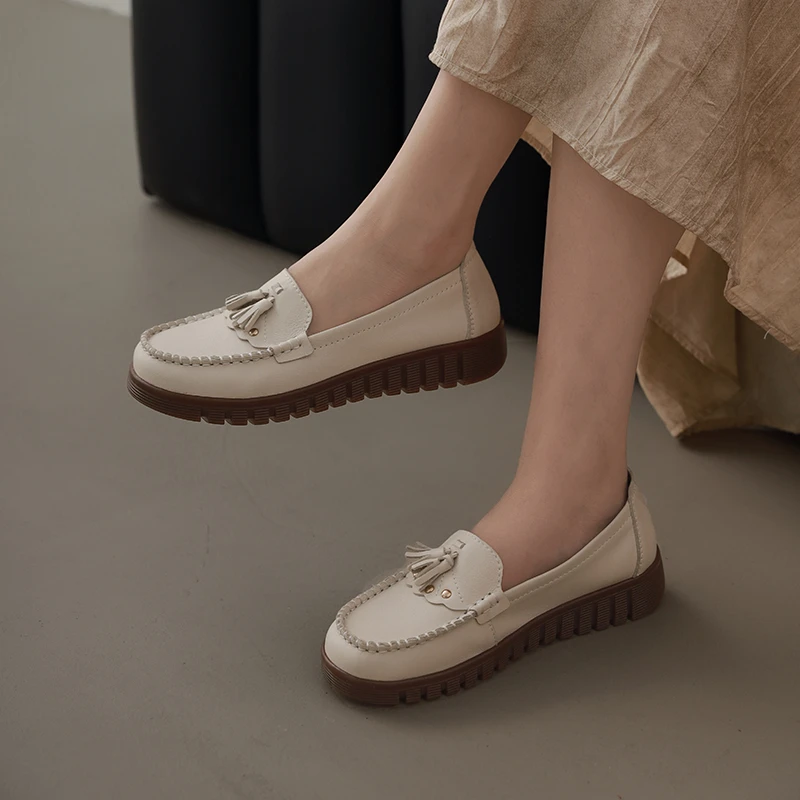 WANSSENY2025新款时尚单鞋女一脚蹬软底休闲女鞋百搭英伦风豆豆鞋