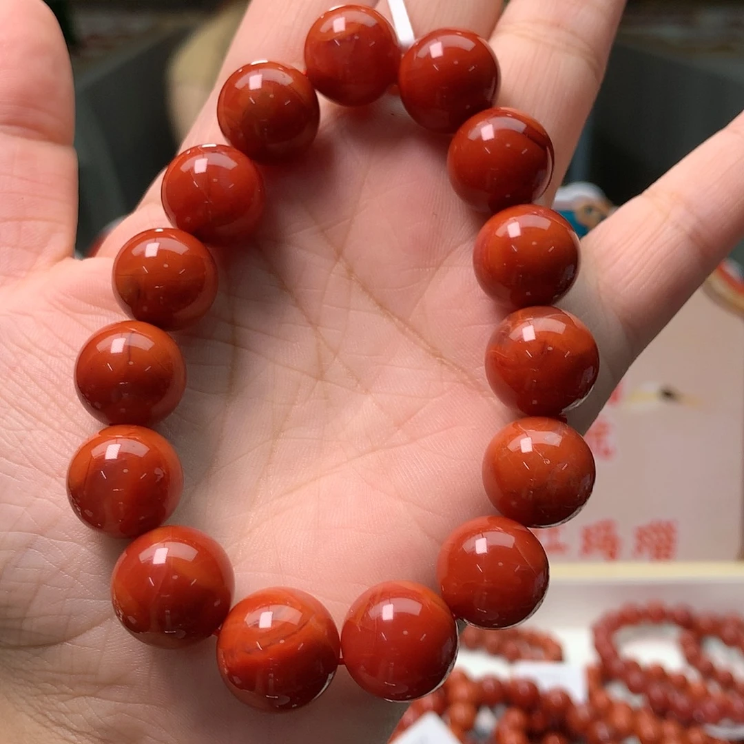 【闪购商品】南红玛瑙Q瓦西单圈手串14mm未镶嵌
