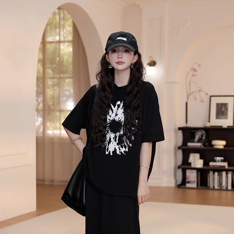 【YANYAN】夏季薄款百搭圆领大花短袖T恤YY-6525