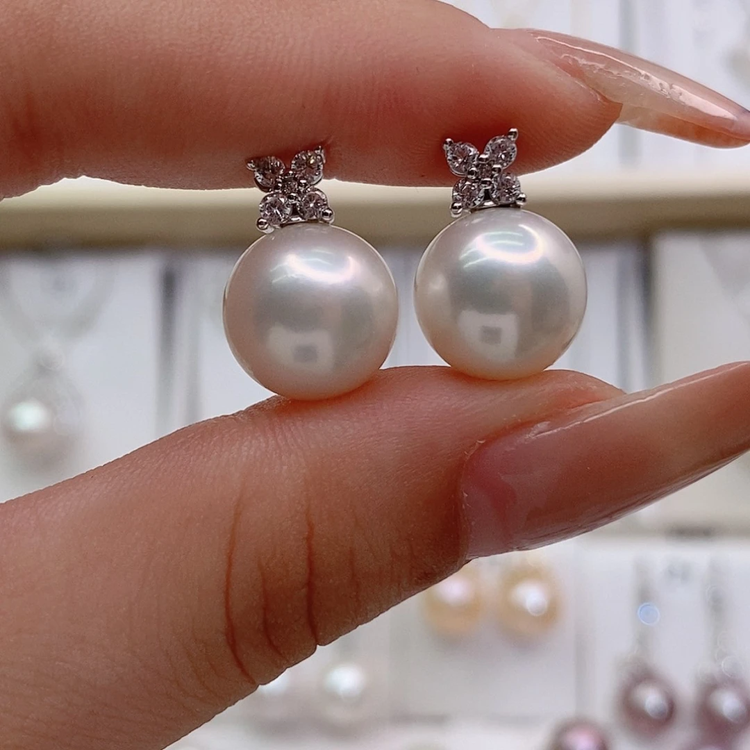 银S925镶嵌淡水珍珠耳饰追***菜