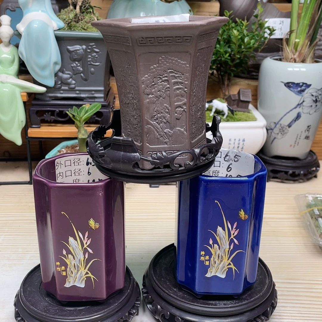 紫砂花盆陶瓷艺术花盆陶瓷