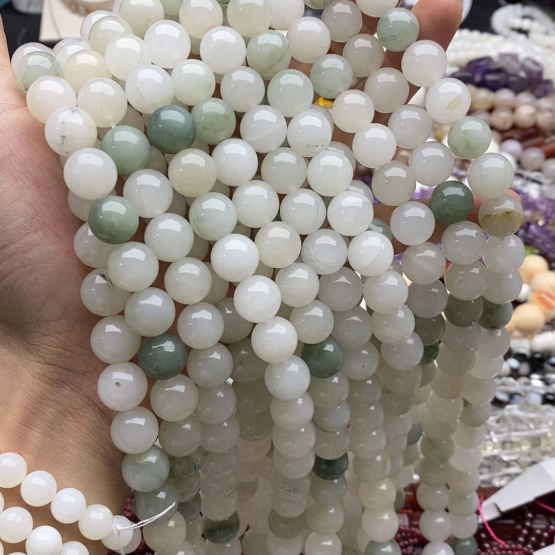 未镶嵌玛瑙/玉髓珠宝半成品一条天然12mm天山翠圆珠