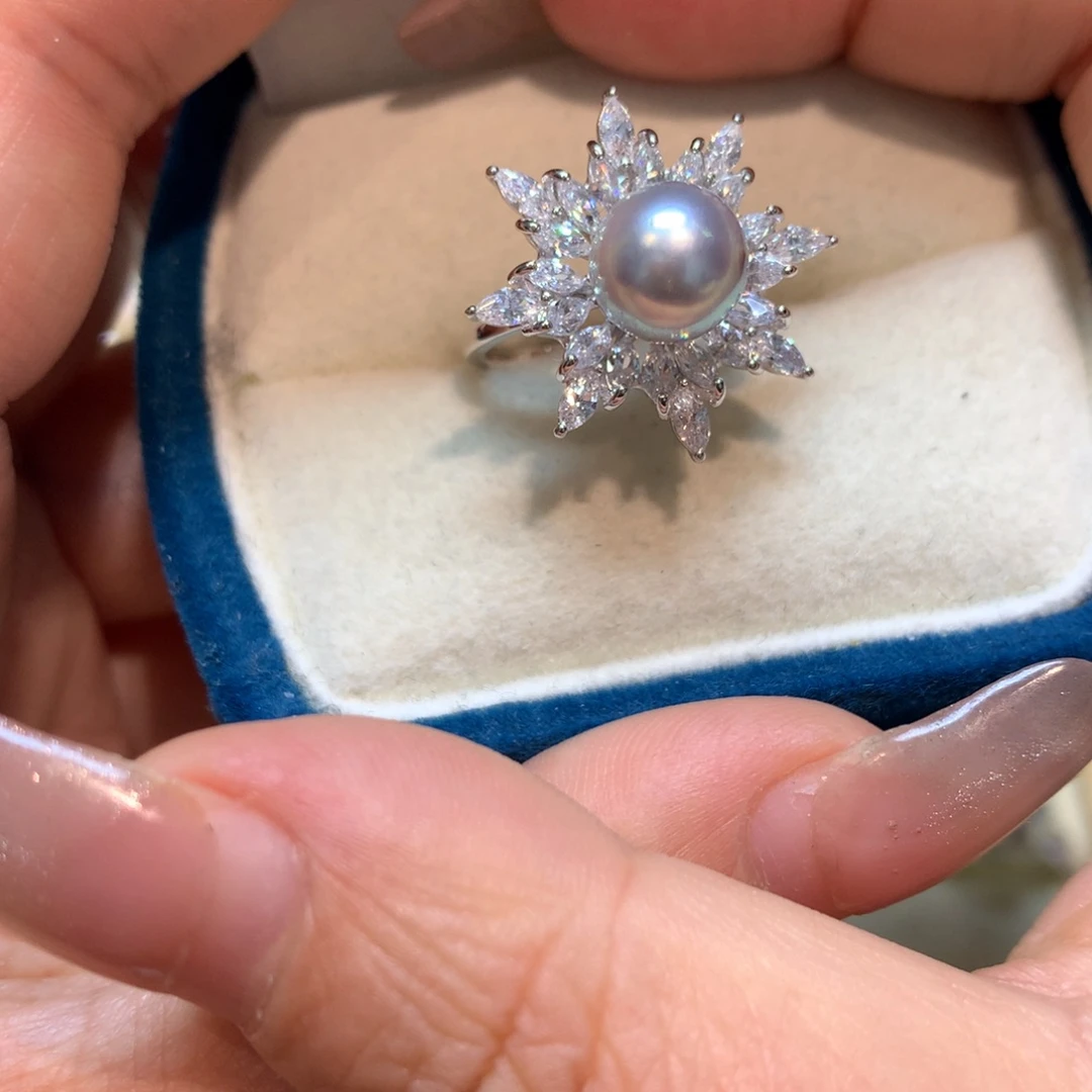 海水珍珠戒指银S925镶嵌