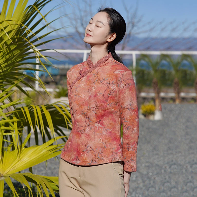 KDQPS5布符春季新款原创手工盘扣中式简约大方花边旗袍上衣女