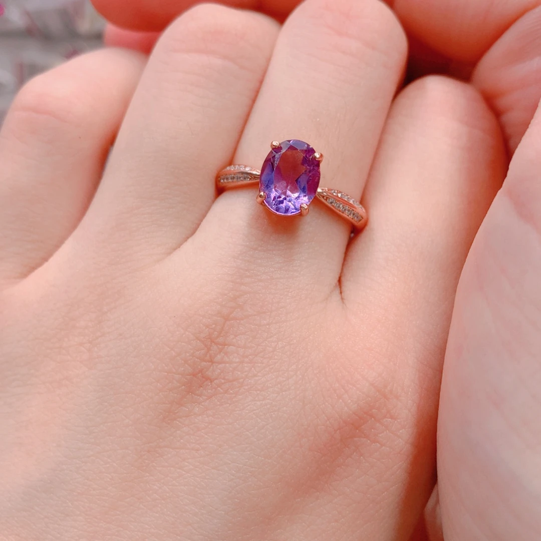 水晶戒指银S925镶嵌戒指