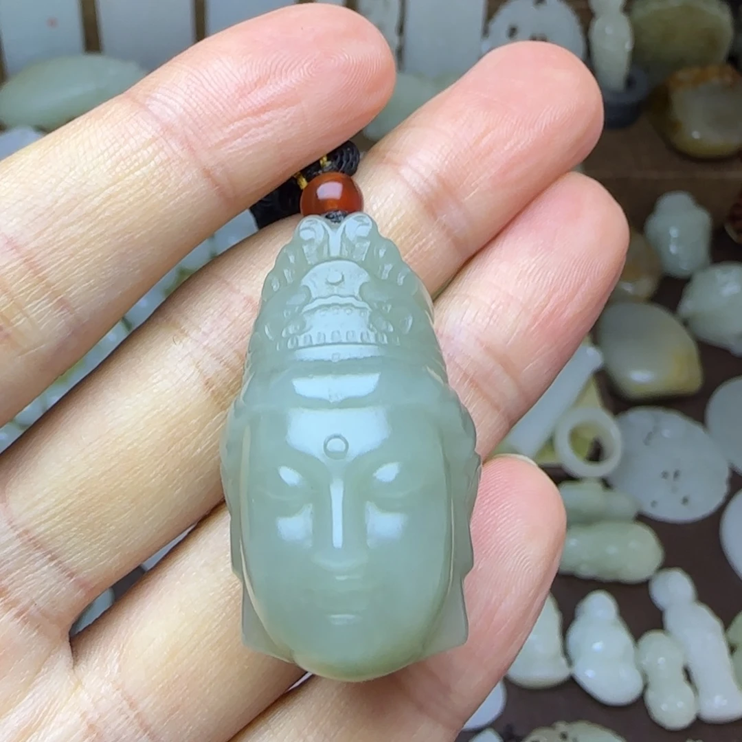 和田玉未镶嵌挂件观音头