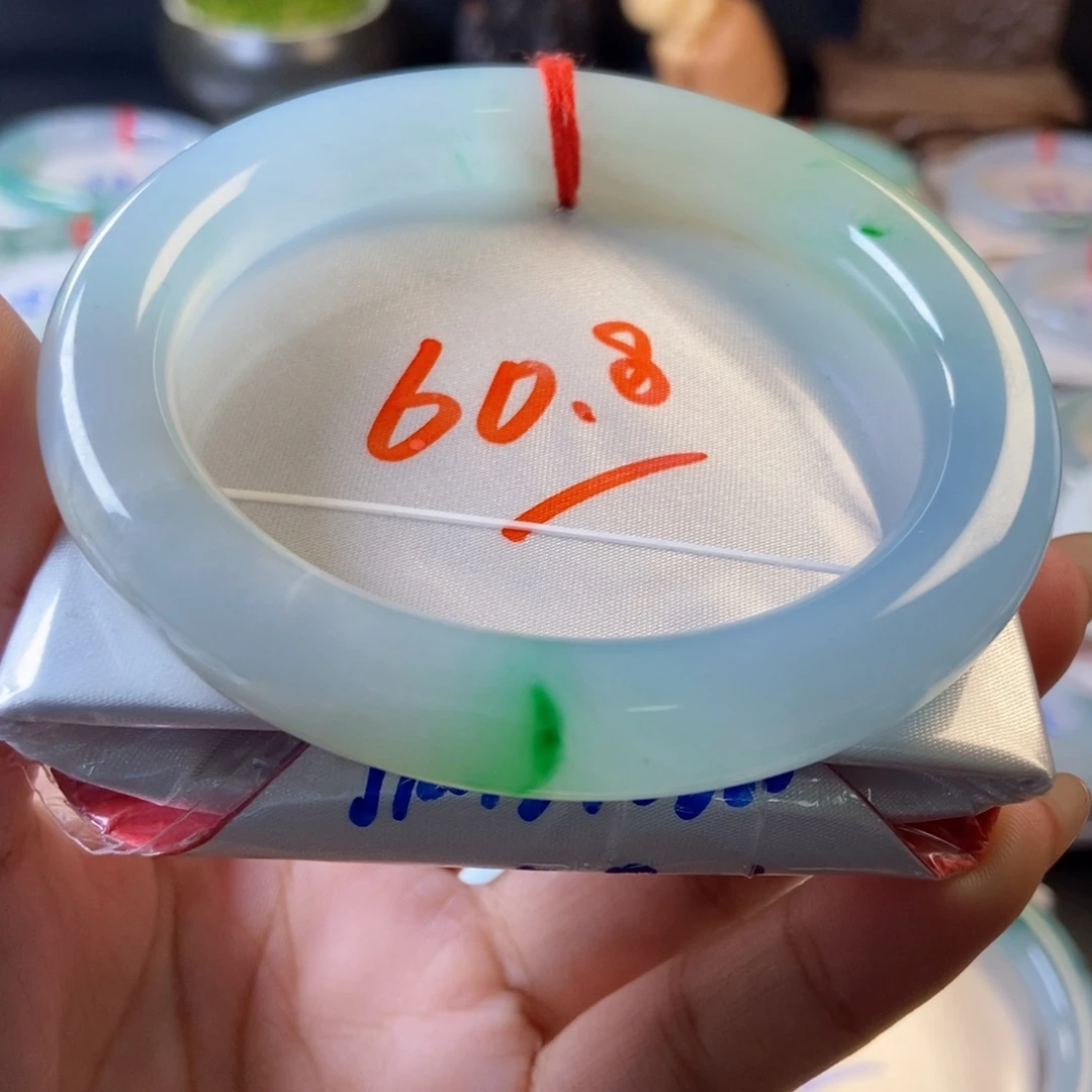 翡翠未镶嵌手镯22冰胶飘翠