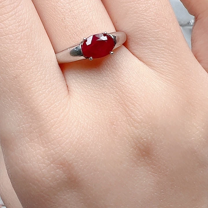 戒指银S925镶嵌红宝石