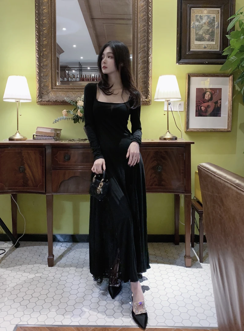 Jnnlh【夜莺于歌】黑色蕾丝连衣裙